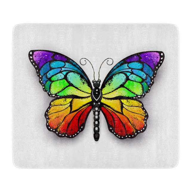 Regenbogen-Schmetterling Monarch Schneidebrett (Vorderseite)
