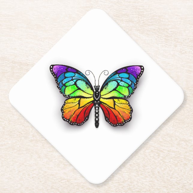 Regenbogen-Schmetterling Monarch Untersetzer (Vorderseite)