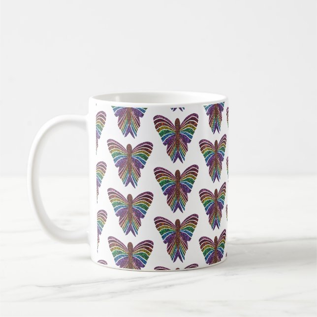 Regenbogen Schmetterling (Muster) - Klassischer Be Kaffeetasse (Links)