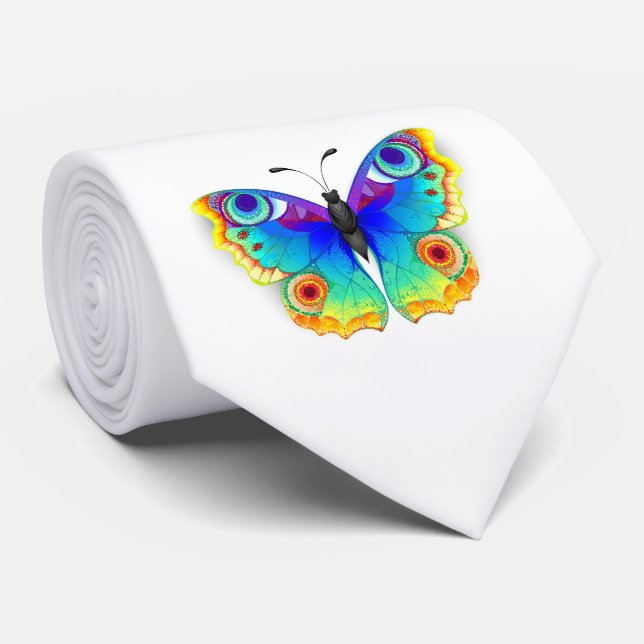 Regenbogen Schmetterling Pfauenauge Krawatte (Gerollt)