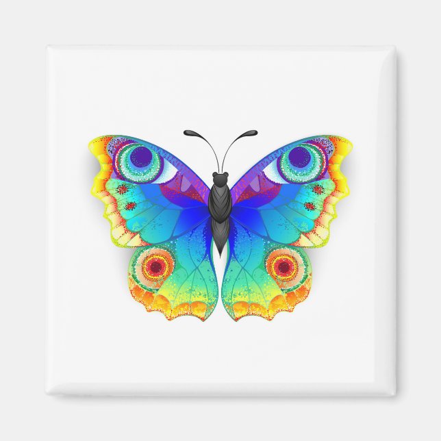 Regenbogen Schmetterling Pfauenauge Magnet (Vorne)