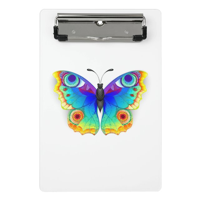 Regenbogen Schmetterling Pfauenauge Mini Klemmbrett (Vorderseite)