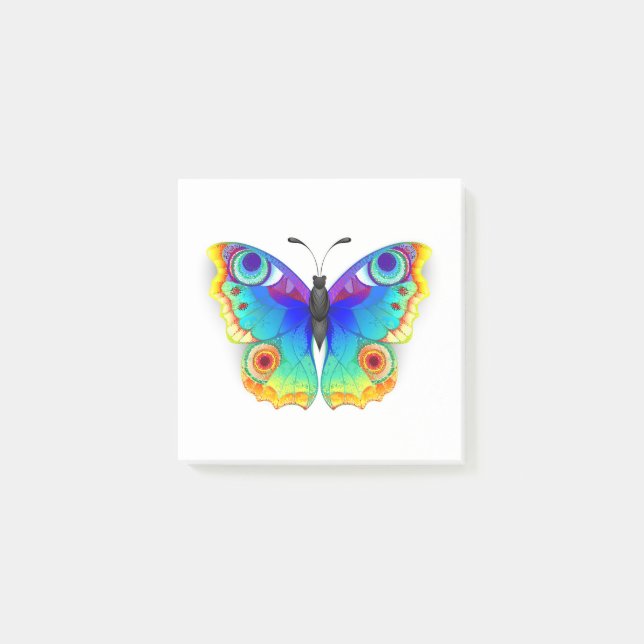 Regenbogen Schmetterling Pfauenauge Post-it Klebezettel (Vorderseite)
