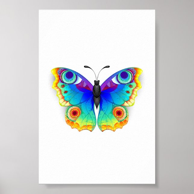 Regenbogen Schmetterling Pfauenauge Poster (Vorne)
