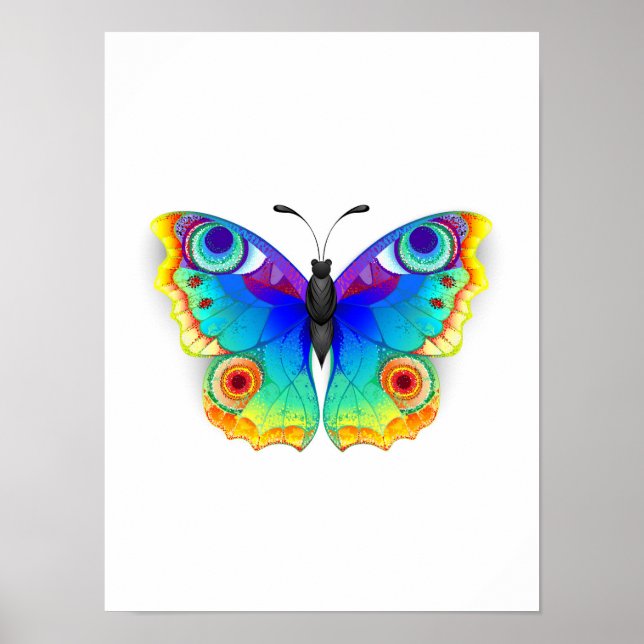 Regenbogen Schmetterling Pfauenauge Poster (Vorne)