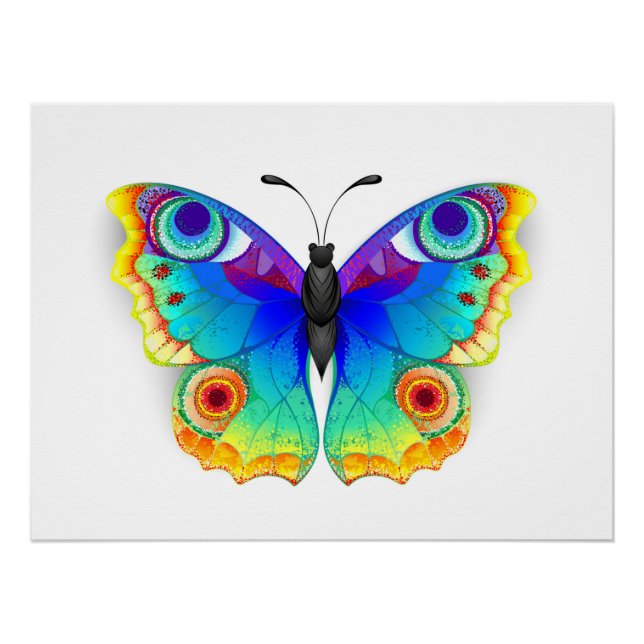 Regenbogen Schmetterling Pfauenauge Poster (Vorderseite)