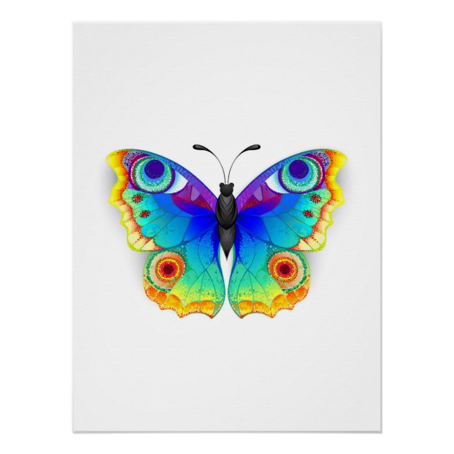 Regenbogen Schmetterling Pfauenauge Poster (Vorderseite)