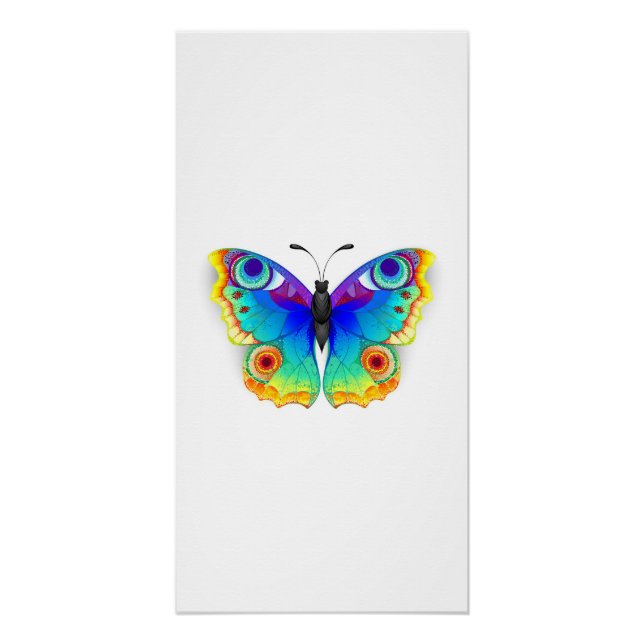 Regenbogen Schmetterling Pfauenauge Poster (Vorderseite)