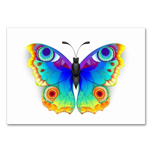Regenbogen Schmetterling Pfauenauge Tischnummer (Vorderseite)