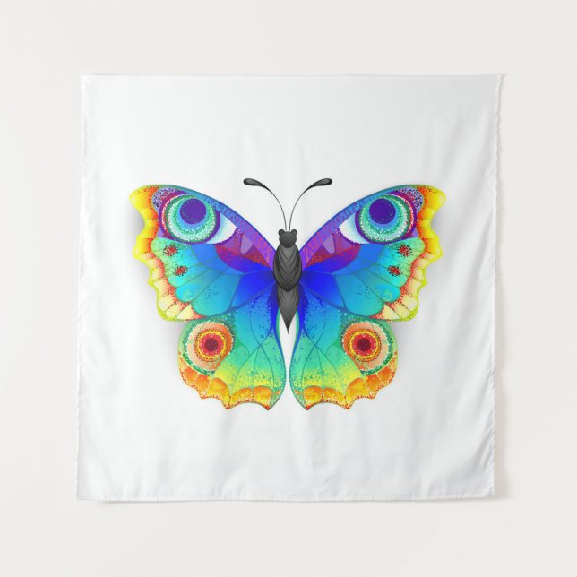 Regenbogen Schmetterling Pfauenauge Wandteppich (Vorderseite)