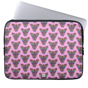 Regenbogen Schmetterling (rosa) - Laptop Hülle Laptopschutzhülle