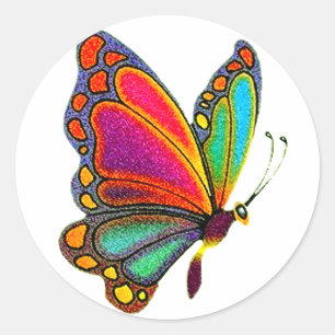Regenbogen-Schmetterling Runder Aufkleber