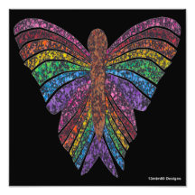 Regenbogen Schmetterling (schwarz) - Fotodruck