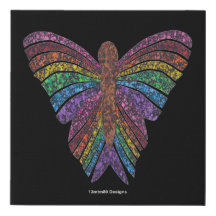 Regenbogen-Schmetterling (schwarz) - Imitate Leinw