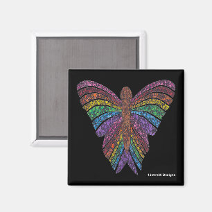 Regenbogen-Schmetterling (schwarz) - Magnet