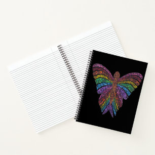 Regenbogen Schmetterling (schwarz) - Notizbuch