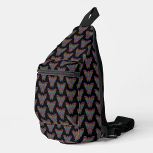 Regenbogen-Schmetterling (schwarz) - Umhängetasche Crossbody Bag