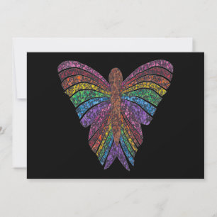 Regenbogen Schmetterling (schwarze Einzelkarte) - Feiertagskarte