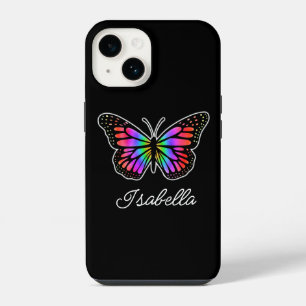 Regenbogen-Schmetterling und Ihr Name personalisie iPhone 14 Hülle