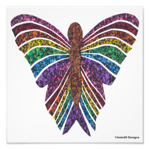 Regenbogen Schmetterling (weiß) - Fotodruck