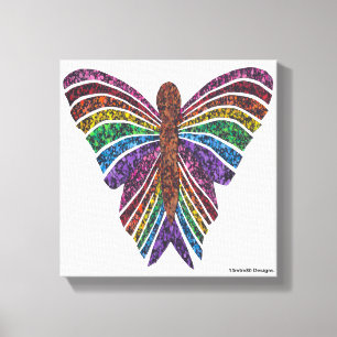 Regenbogen-Schmetterling (weiß) - Leinwanddruck