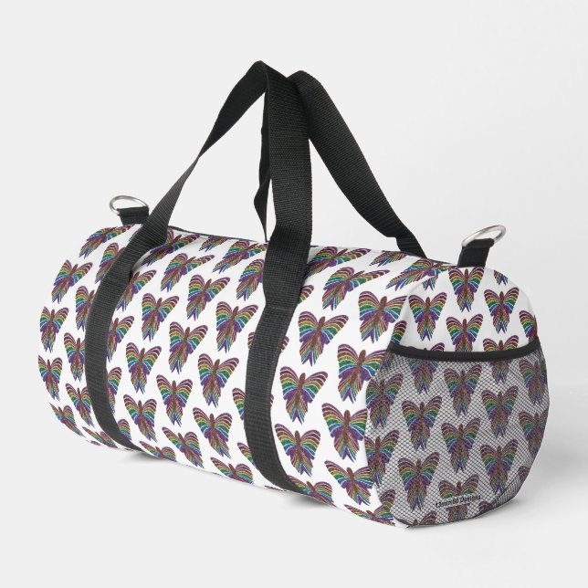 Regenbogen Schmetterling (weiß) - Reisetasche Duffle Bag (Rechte Ecke)
