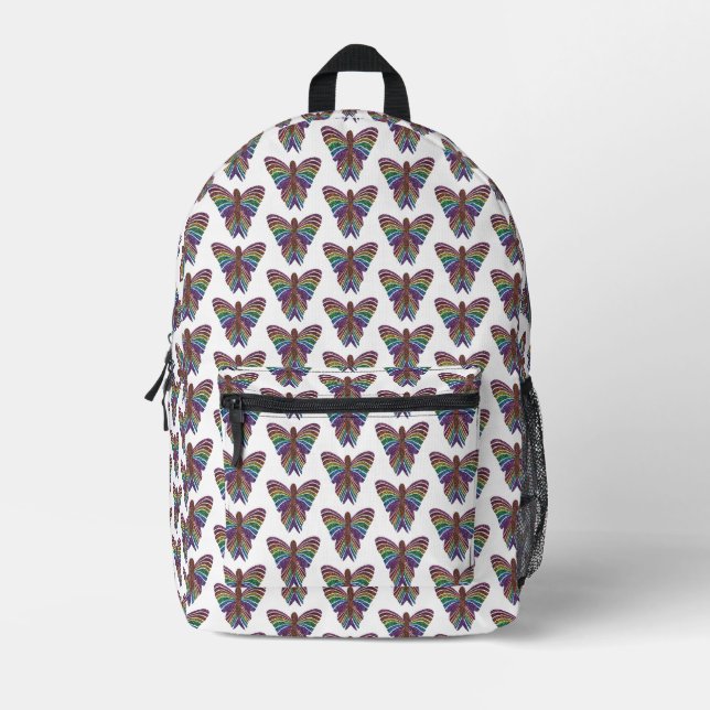 Regenbogen-Schmetterling (weiß) - Rucksack (Vorderseite)