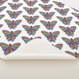 Regenbogen-Schmetterling (weiß) - Sherpa-Blanket Sherpadecke