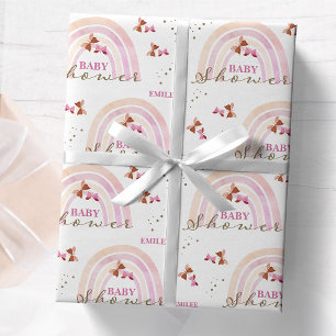 Regenbogen Schmetterlinge Baby Shower Pastell Rosa Geschenkpapier