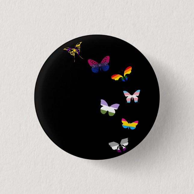 Regenbogen-Schmetterlinge Button (Vorderseite)