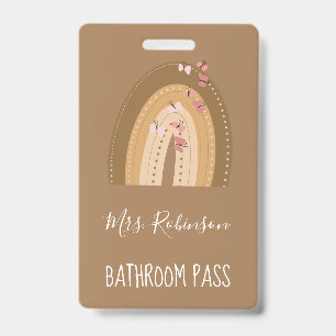 Regenbogen-Schmetterlinge-Skript-Lehrer-Badezimmer Ausweis