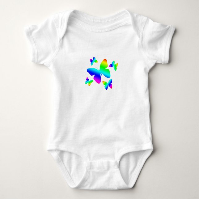 Regenbogen-Schmetterlings-Entwurf Baby Strampler (Vorderseite)