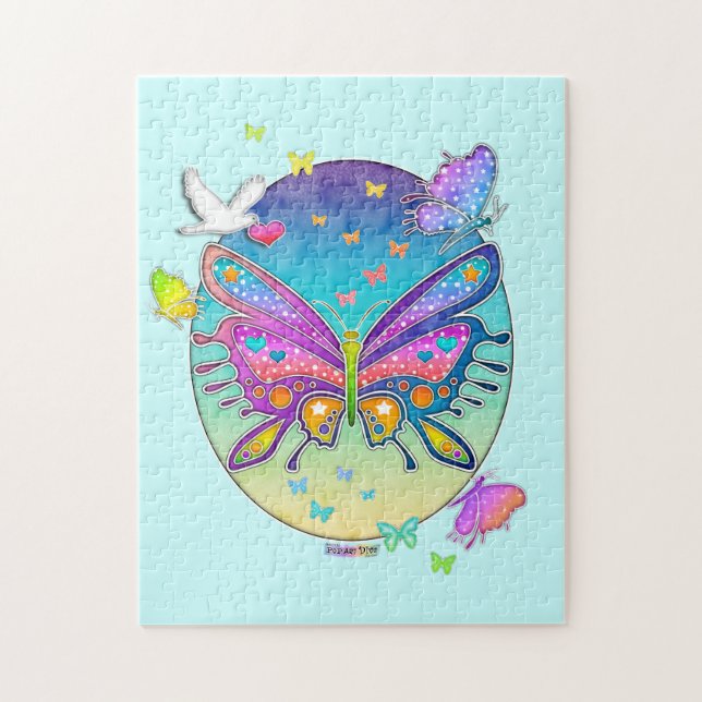 Regenbogen-Schmetterlings-Puzzlespiel Puzzle (Vertikal)