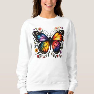 Regenbogen-Schmetterlingskunst Sweatshirt