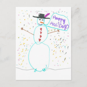 Regenbogen-Schneemann-Feiertagspostkarte Feiertagspostkarte
