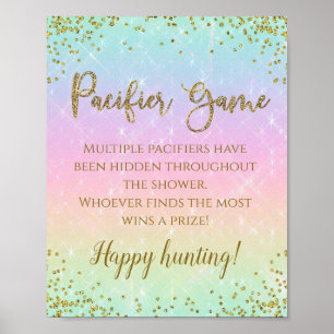 Regenbogen-Schnuller-Baby-Shower-Spiel-Schild Poster