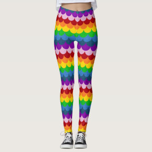 Regenbogen-Schuppenmuster der Meerjungfrau glitzer Leggings