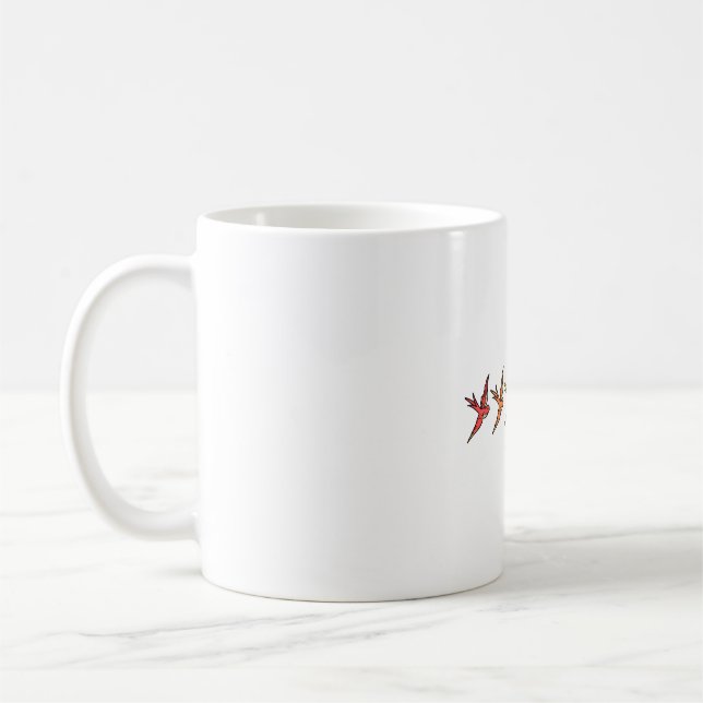 Regenbogen-Schwalben bunte Vögel Kaffeetasse (Links)