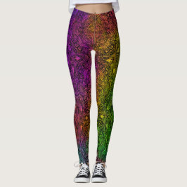 Regenbogen- & schwarze Medaillon-Leggings Leggings