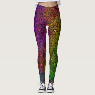 Regenbogen- & schwarze Medaillon-Leggings Leggings