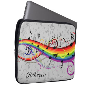 Regenbogen-schwarze musikalische Anmerkungen über Laptopschutzhülle