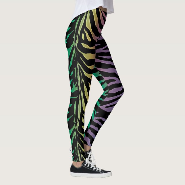Regenbogen-schwarzer Leggings (Rechts)