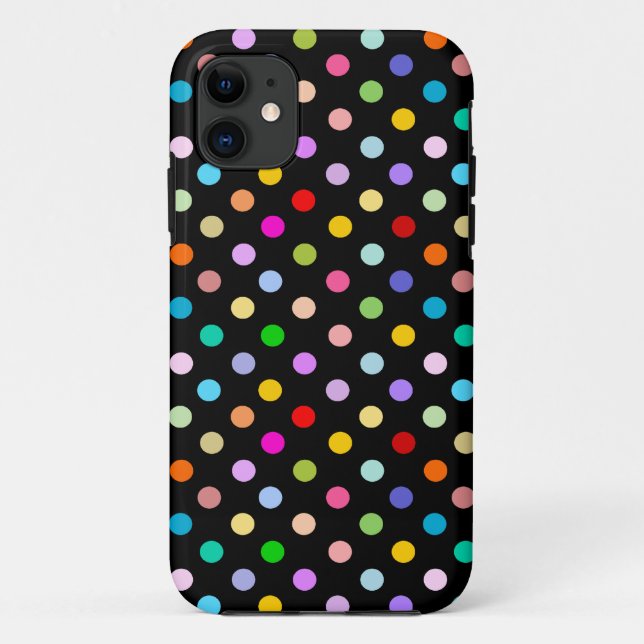 Regenbogen- & schwarzes Punkte-Muster Case-Mate iPhone Hülle (Rückseite)