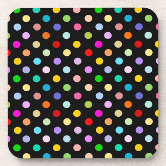 Regenbogen-schwarzes Tupfenmuster Untersetzer