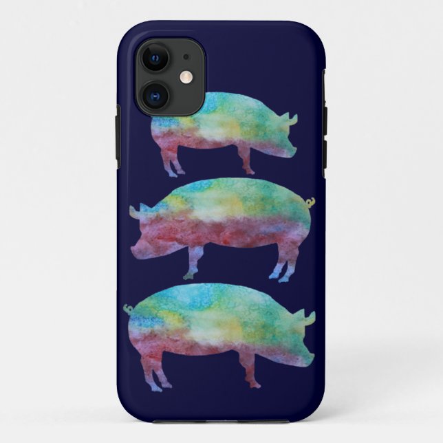 Regenbogen-Schwein-Stapel Case-Mate iPhone Hülle (Rückseite)