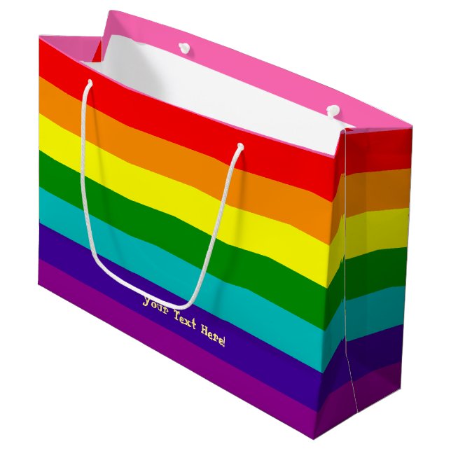 Regenbogen, Schwule und Sympathisanten Große Geschenktüte (Vorderseite Schrägansicht)