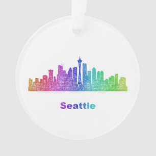 Regenbogen-Seattle-Skyline Ornament