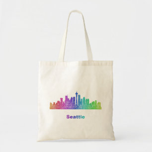Regenbogen-Seattle-Skyline Tragetasche