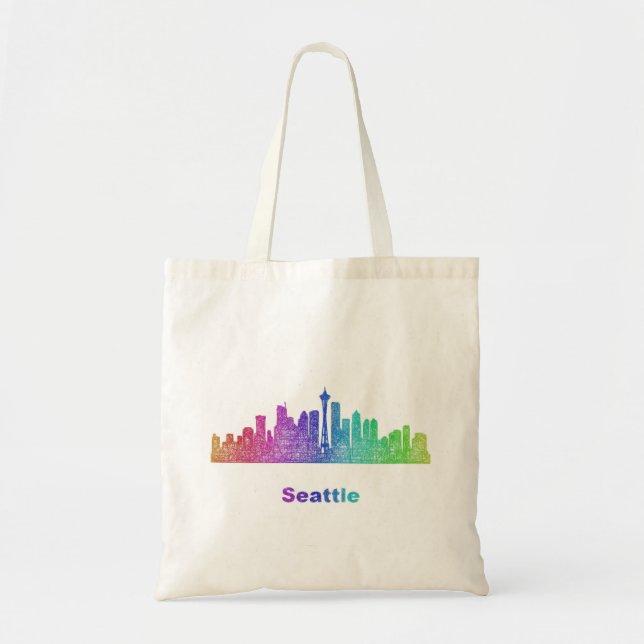Regenbogen-Seattle-Skyline Tragetasche (Vorne)