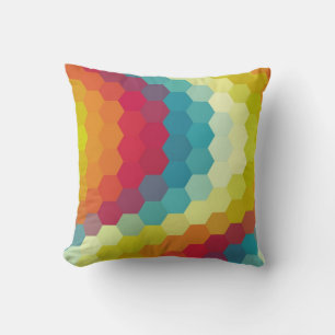 Regenbogen-Sechseck-Chevron-Muster Kissen